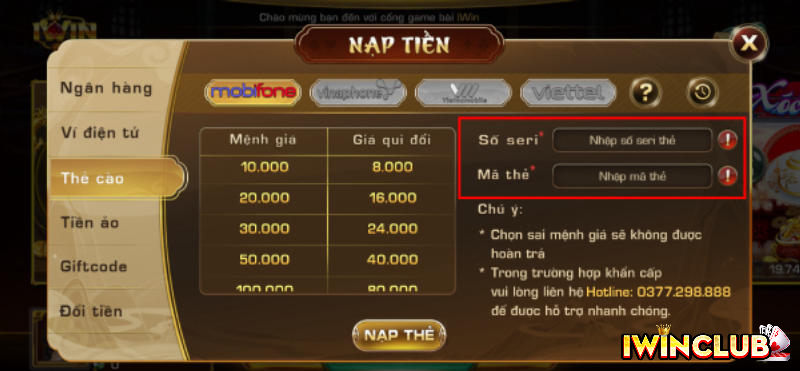 NẠP TIỀN IWIN - CỔNG GAME IWIN - NHÀ CÁI IWIN - IWIN CLUB - CASINO IWIN